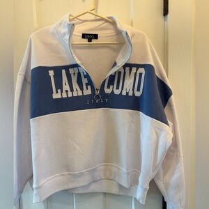 Vinyl White and Blue Lake Como Pullover
